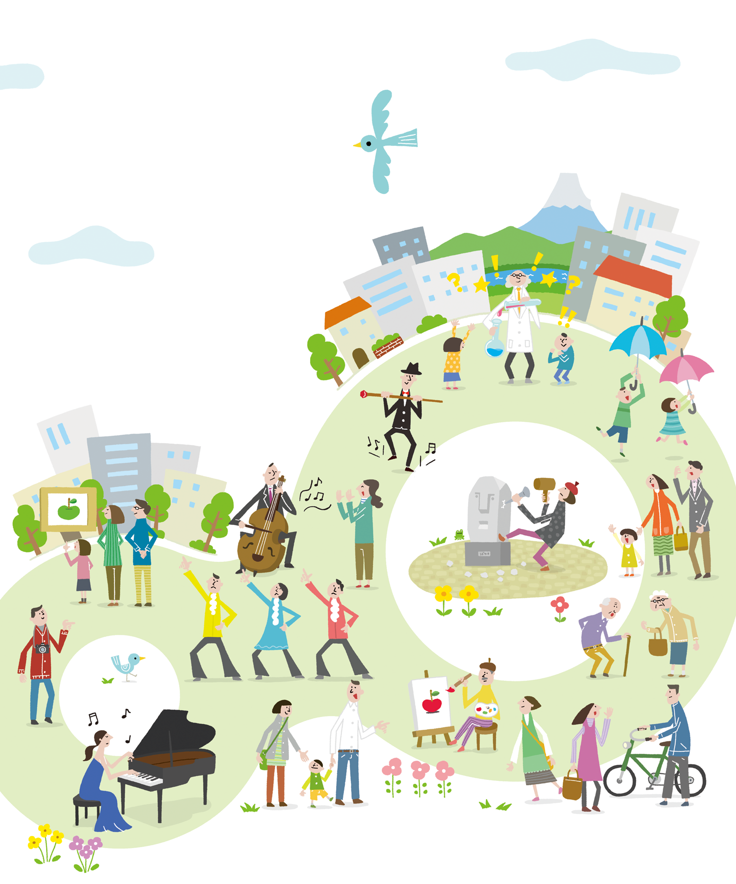 文化　街イラスト　