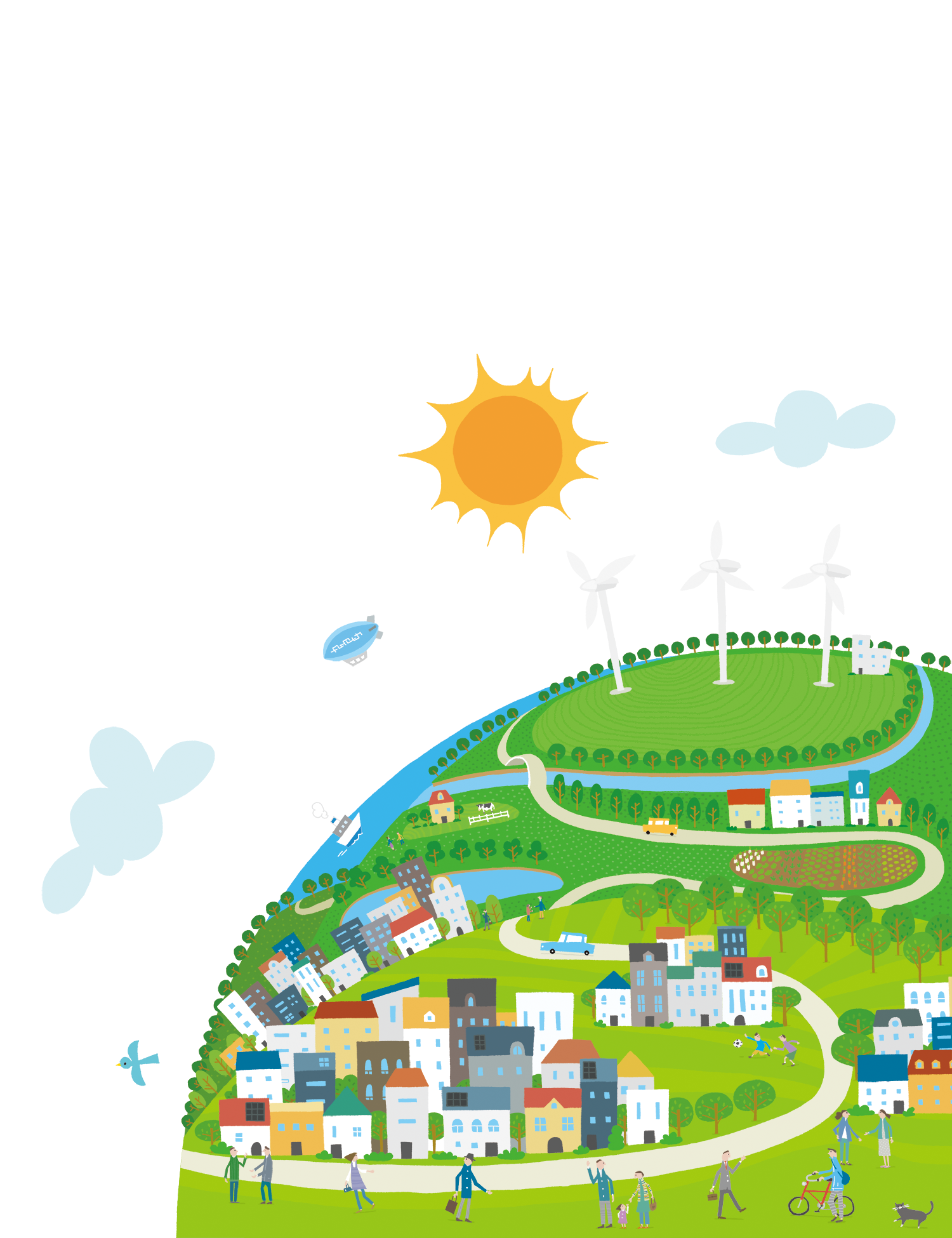 eco　風車風景イラスト