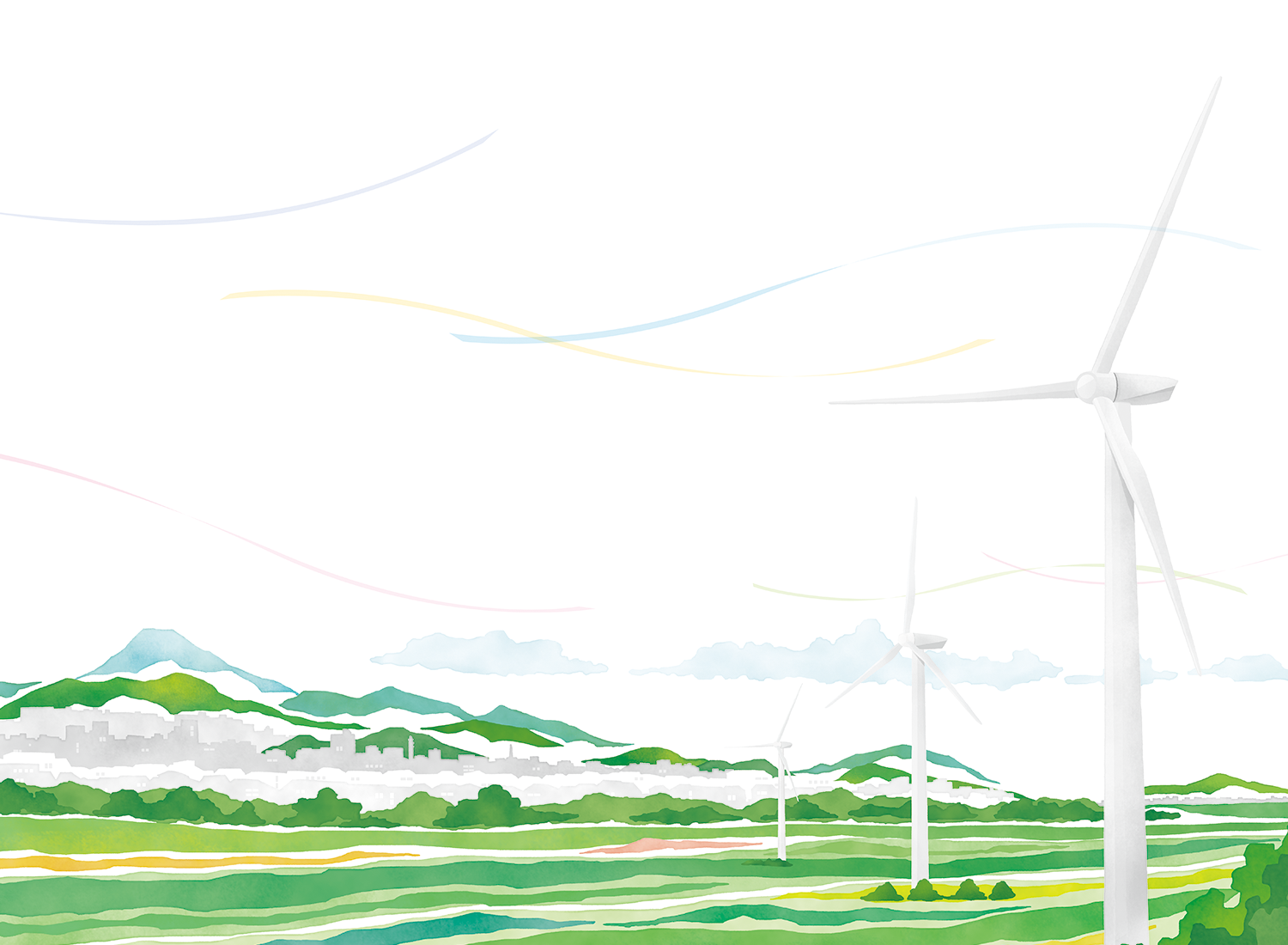 eco　風車風景イラスト