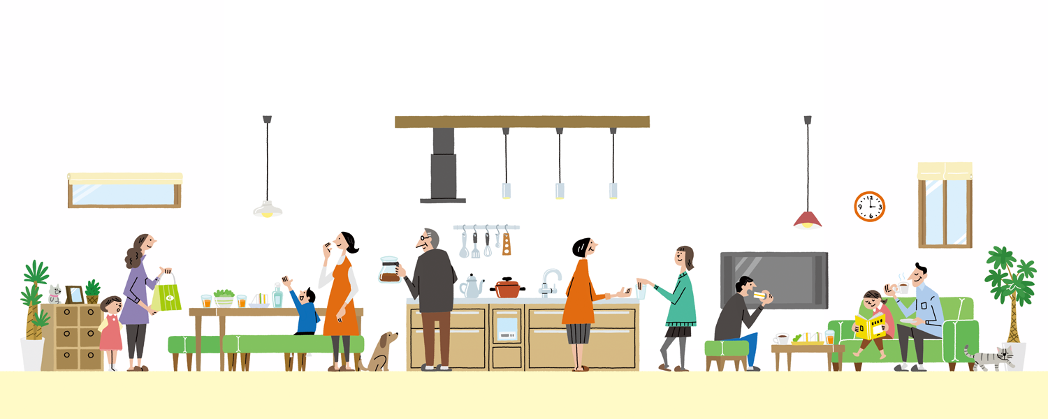 リフォーム店　暮らし　キッチン　イラスト