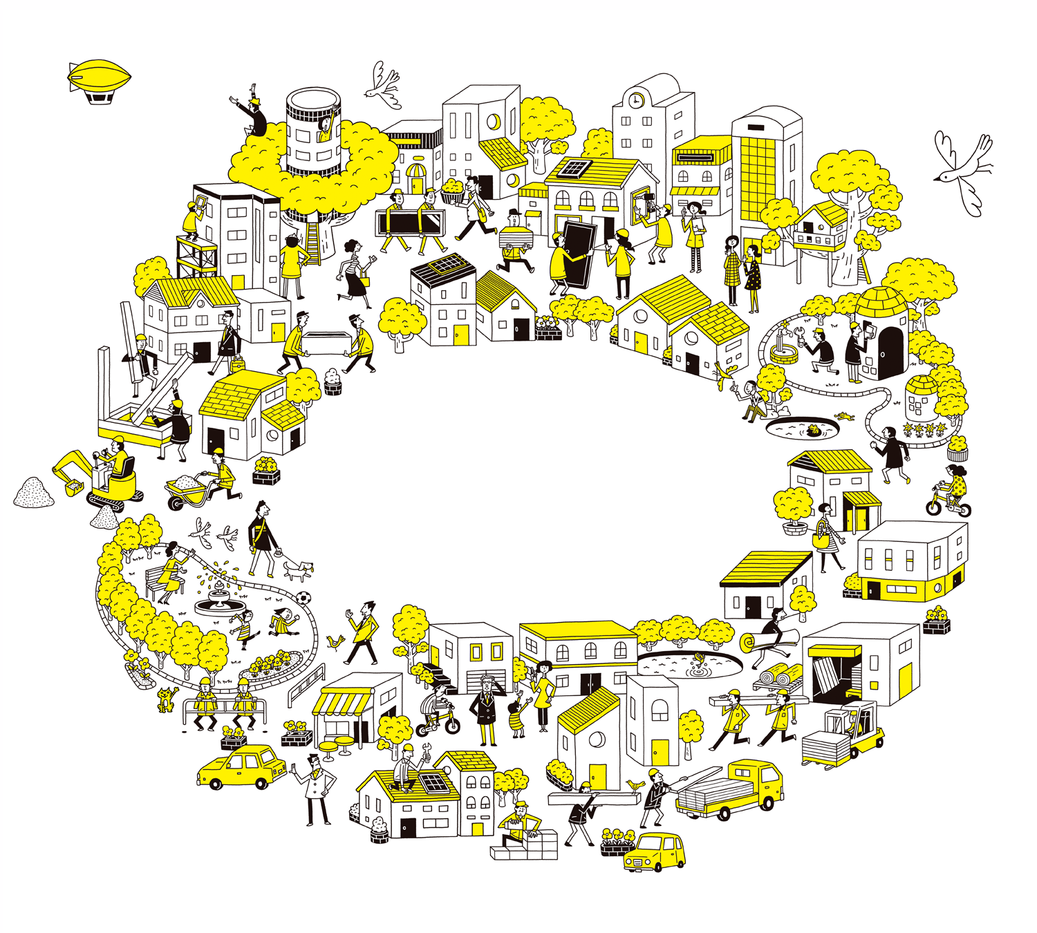 建材　街　イメージイラスト