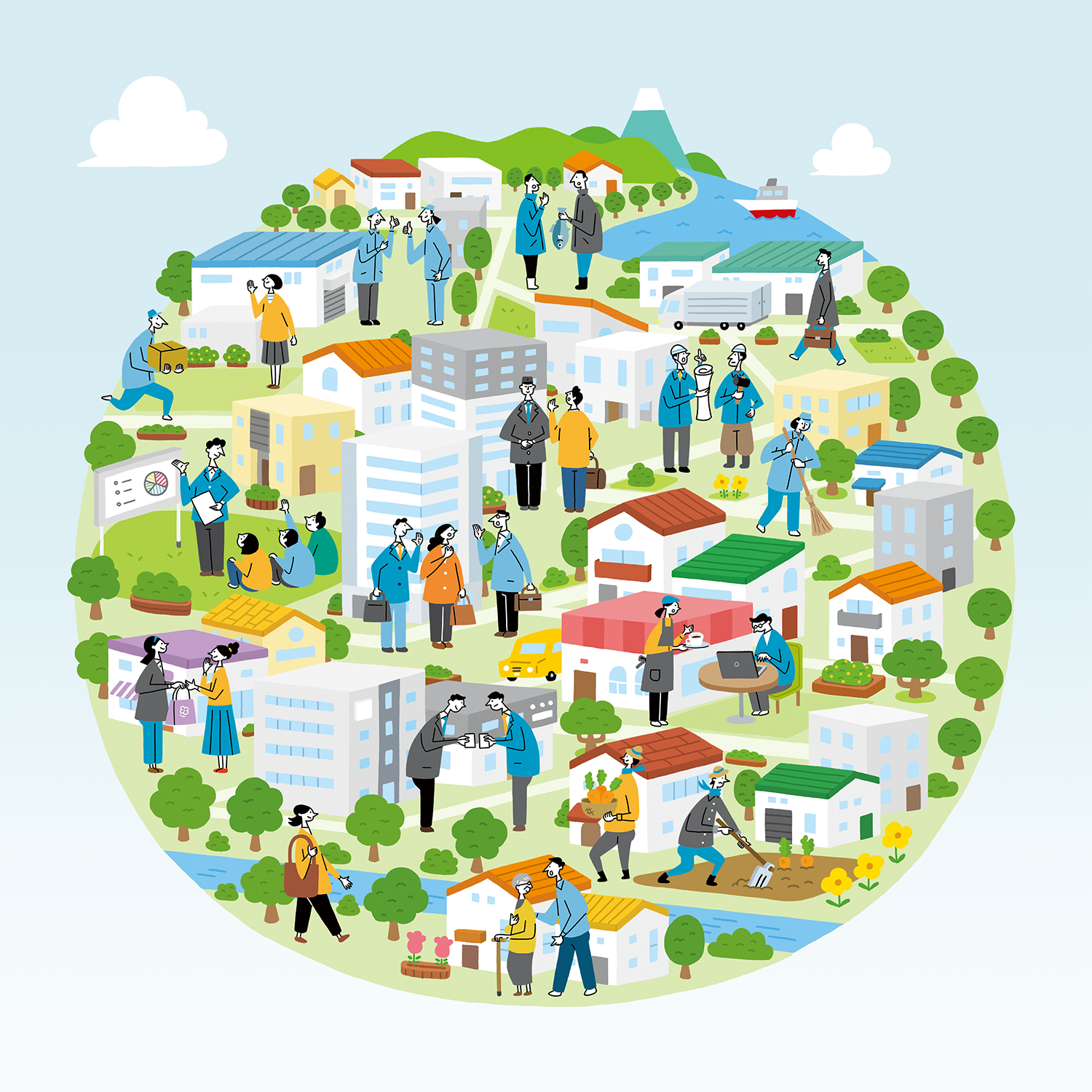 街　働く　ライフデザイン　イラスト　