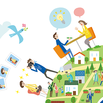 街 地域　暮らし　仕事　イラスト