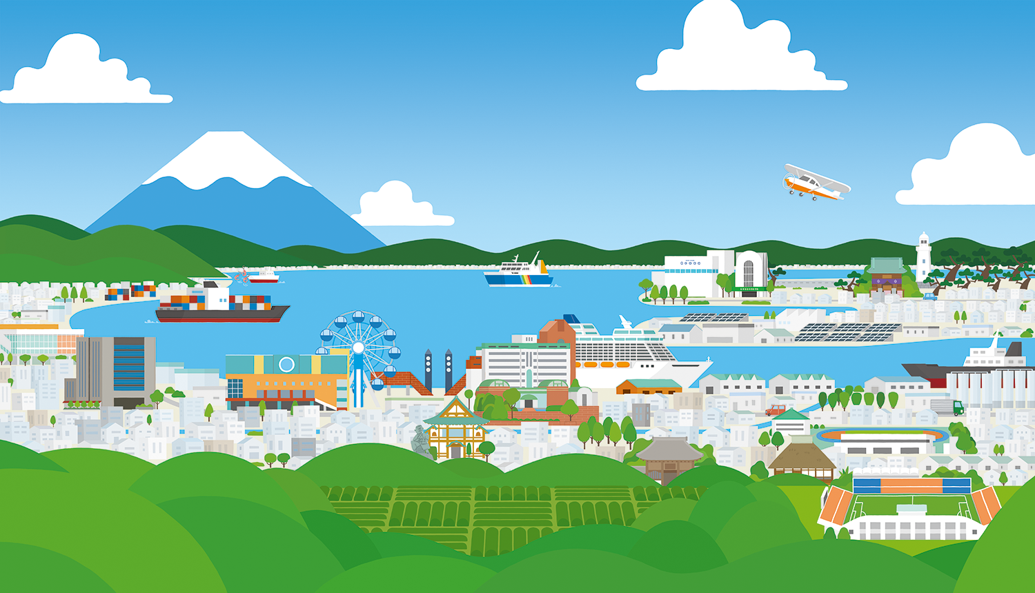 街　景観　イラスト